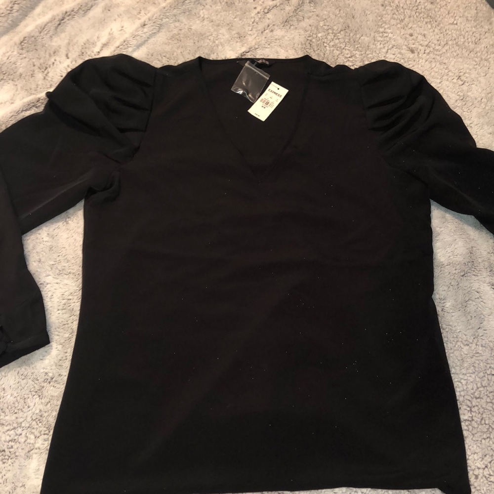 Black puff sleeve top - Size Med - NEW WITH TAGS